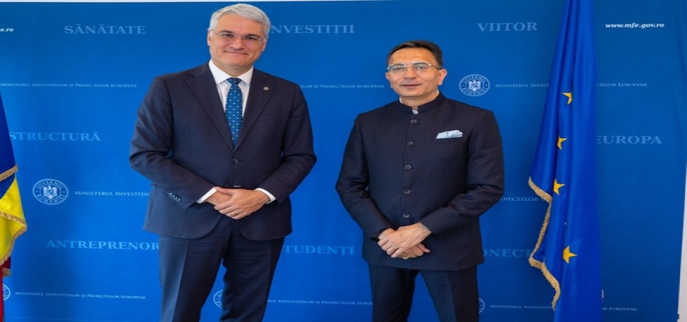 Honorable Minister of State Mr. Jitin Prasada met H.E. Mr. Dragos Nicolae Pislaru, Minister of Investments and European Projects, Romania